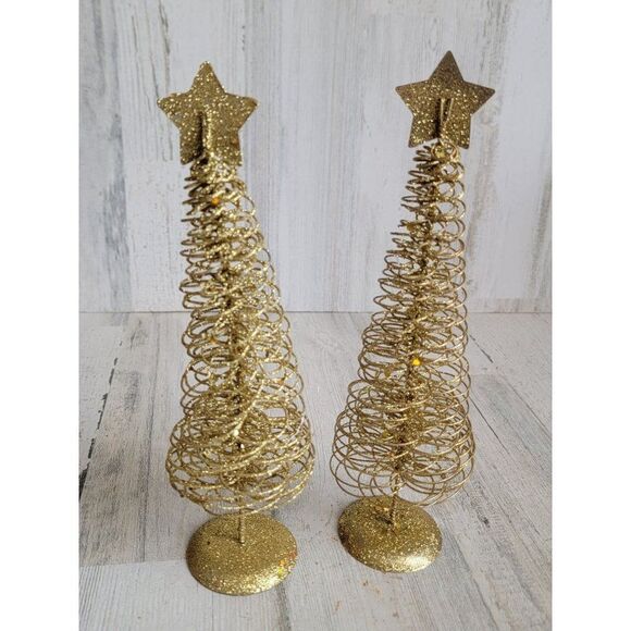 Golden tree glitter star pine xmas Home decor metal - Picture 7 of 9